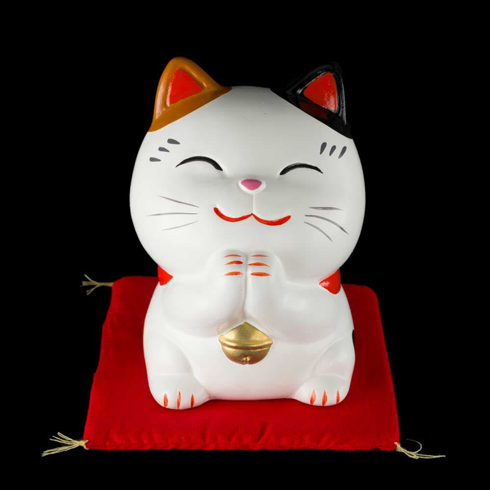Tirelire chat japonais 10cm ceramique Made in Japan Maneki Neko 40648